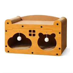 PET BED - Rascador Interactivo Para Gatos Con Casa Y Zona De Descanso