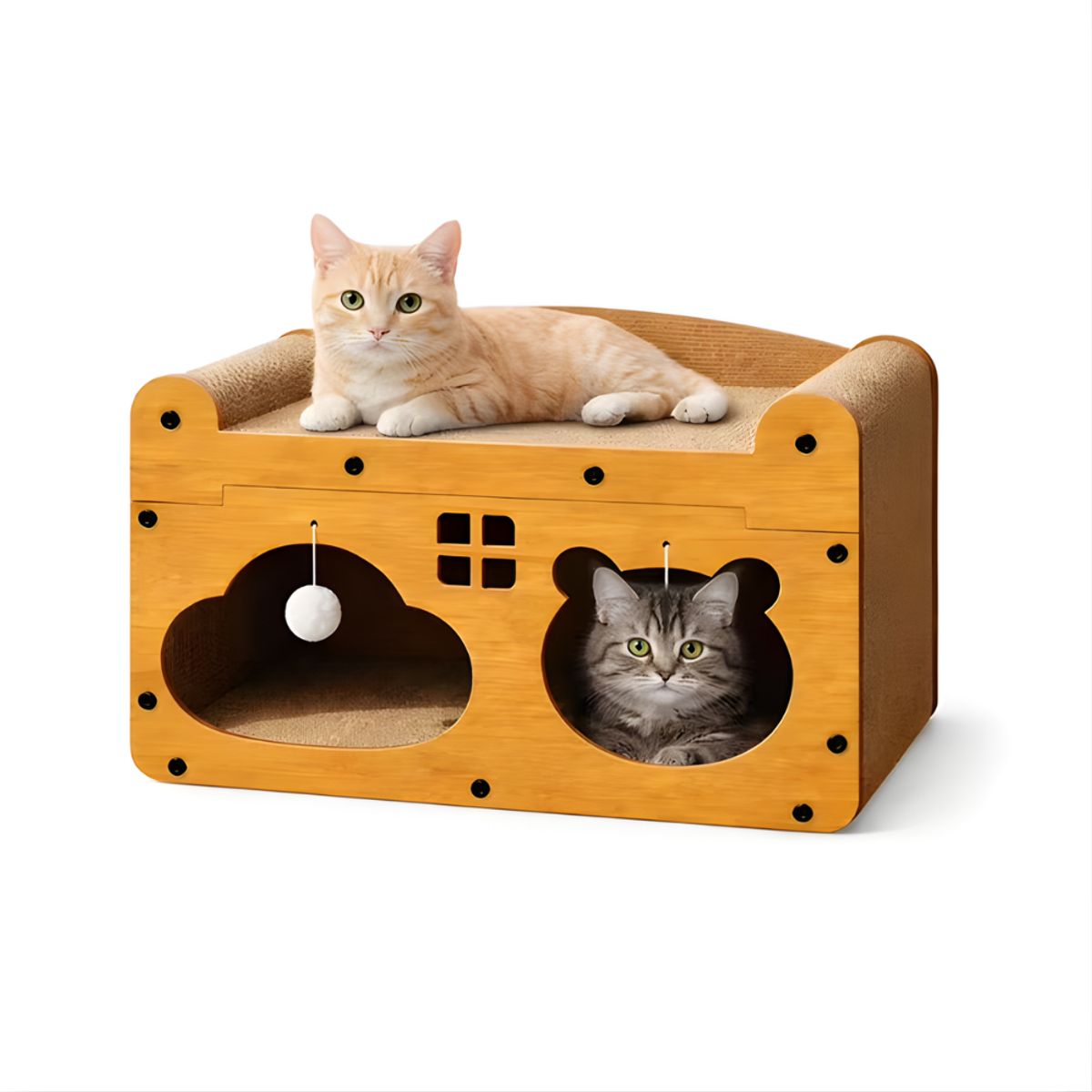 PET BED - Rascador Interactivo Para Gatos Con Casa Y Zona De Descanso