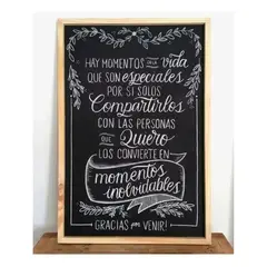 MOTARRO - Pizarra Negra Con Marco De Madera Acrilica 30x40cm