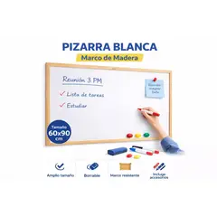 MOTARRO - Pizarra Blanca Con Marco De Madera Acrilica 60x90cm