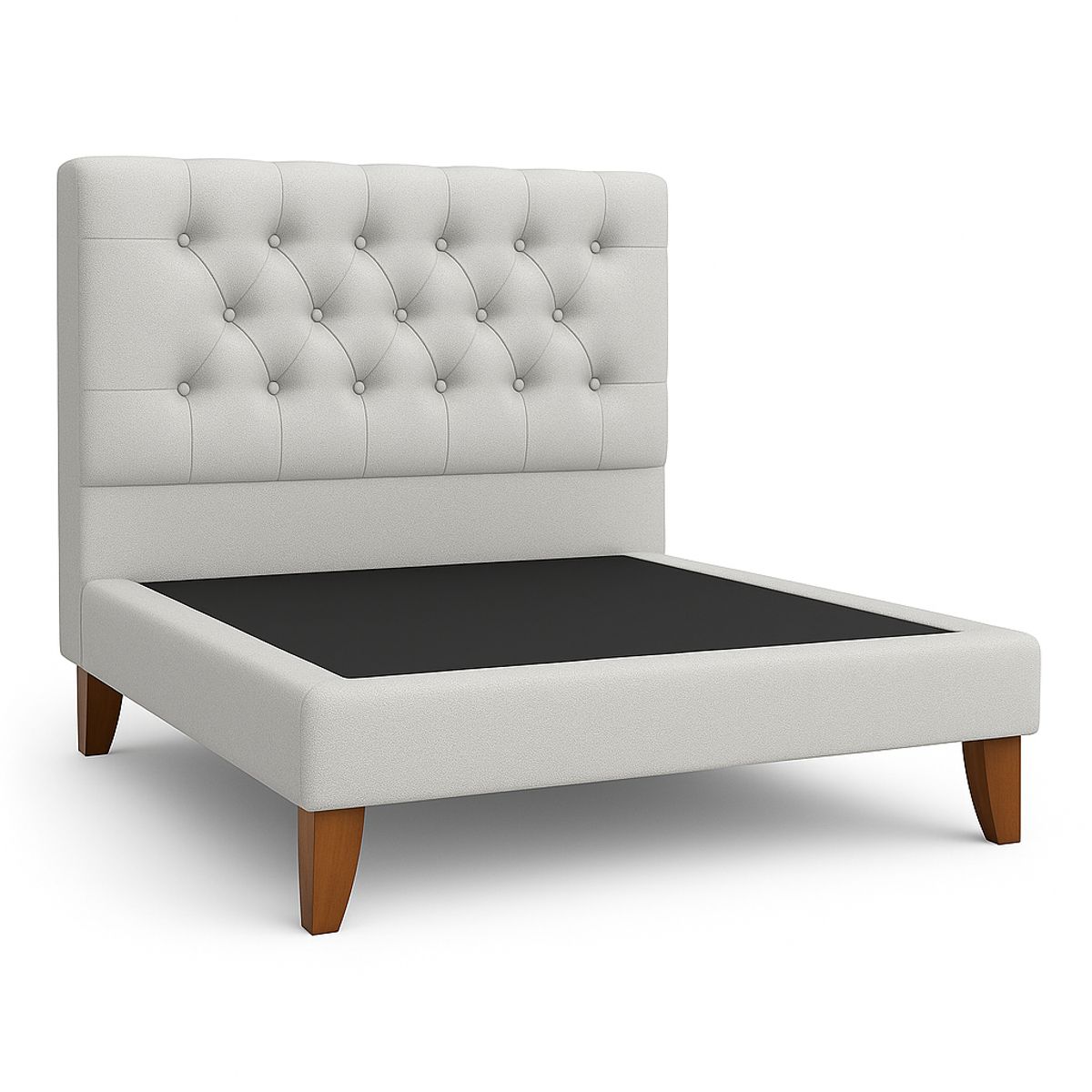 GENERICO - Cama Plaza y Media Gris Claro Capitone + Colchon Mery Desing