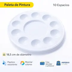 MOTARRO - Paleta Para Pintar 10 Espacios 18.5 Cm Redonda