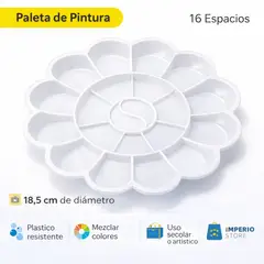 MOTARRO - Paleta Para Pintar 16 Espacios 18.5 Cm Flor