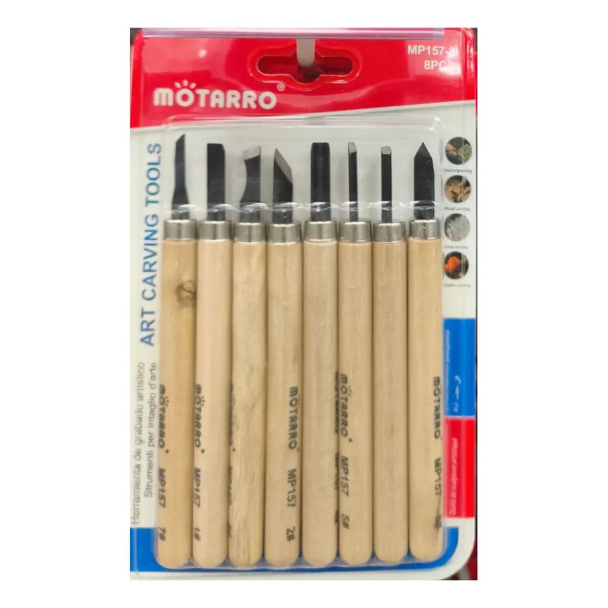MOTARRO - Set De 8 Gubias Para Tallado De Madera Escolar