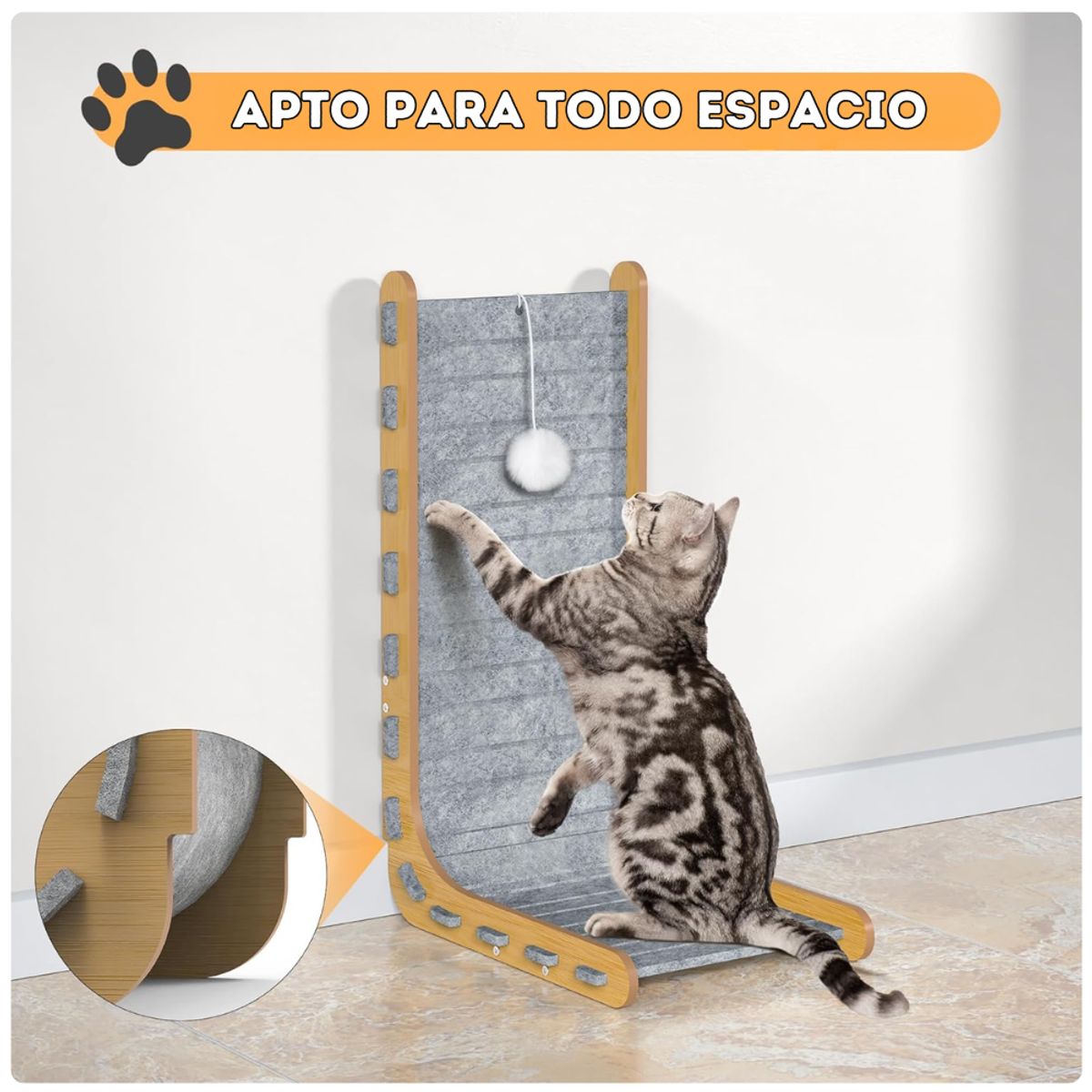 PET BED - Rascador Para Gatos Vertical Con Alfombra Y Juguete Interactivo