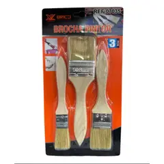 GENERICO - Juego De Brochas Set De 3 Piezas 1, 1,5, 2 Pulgadas Natural