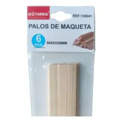 MOTARRO - Palos para Maquetas 50 cm 2 mm x 8 mm 6 Unidades