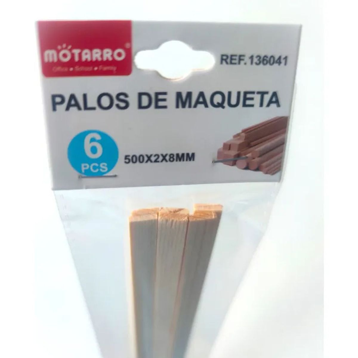 MOTARRO - Palos para Maquetas 50 cm 2 mm x 8 mm 6 Unidades