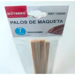 MOTARRO - Palos para Maquetas 50 cm 2 mm x 6 mm 21 Unidades