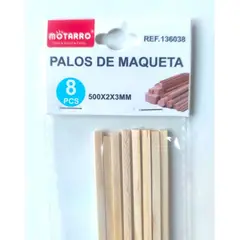 MOTARRO - Palos para Maquetas 50 cm 2 mm x 3 mm 24 Unidades