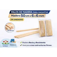 MOTARRO - 3 Bolsas De Palos Para Maquetamadera 50cm X 6mm X 6mm