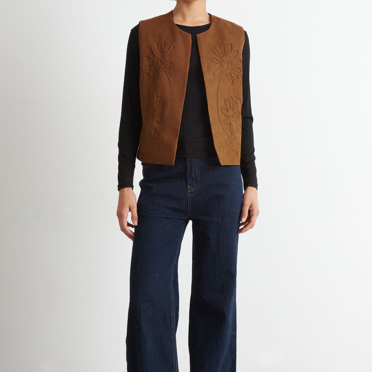 NICOPOLY - Vest Tipo Gamuza Bordado Khaki Nicopoly