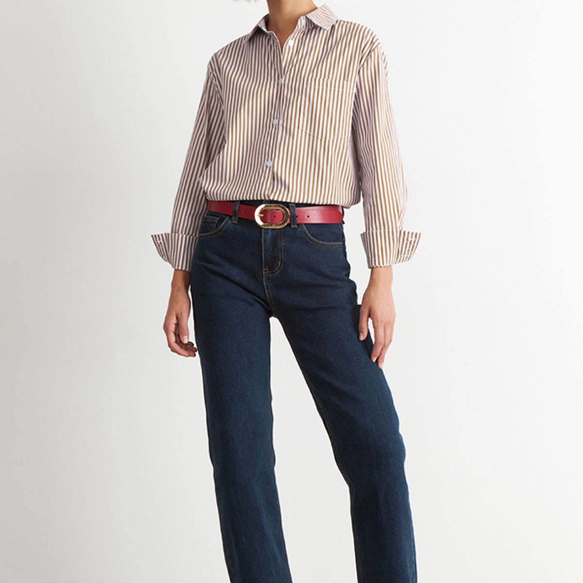 NICOPOLY - Camisa Rayas Bicolor Café Nicopoly
