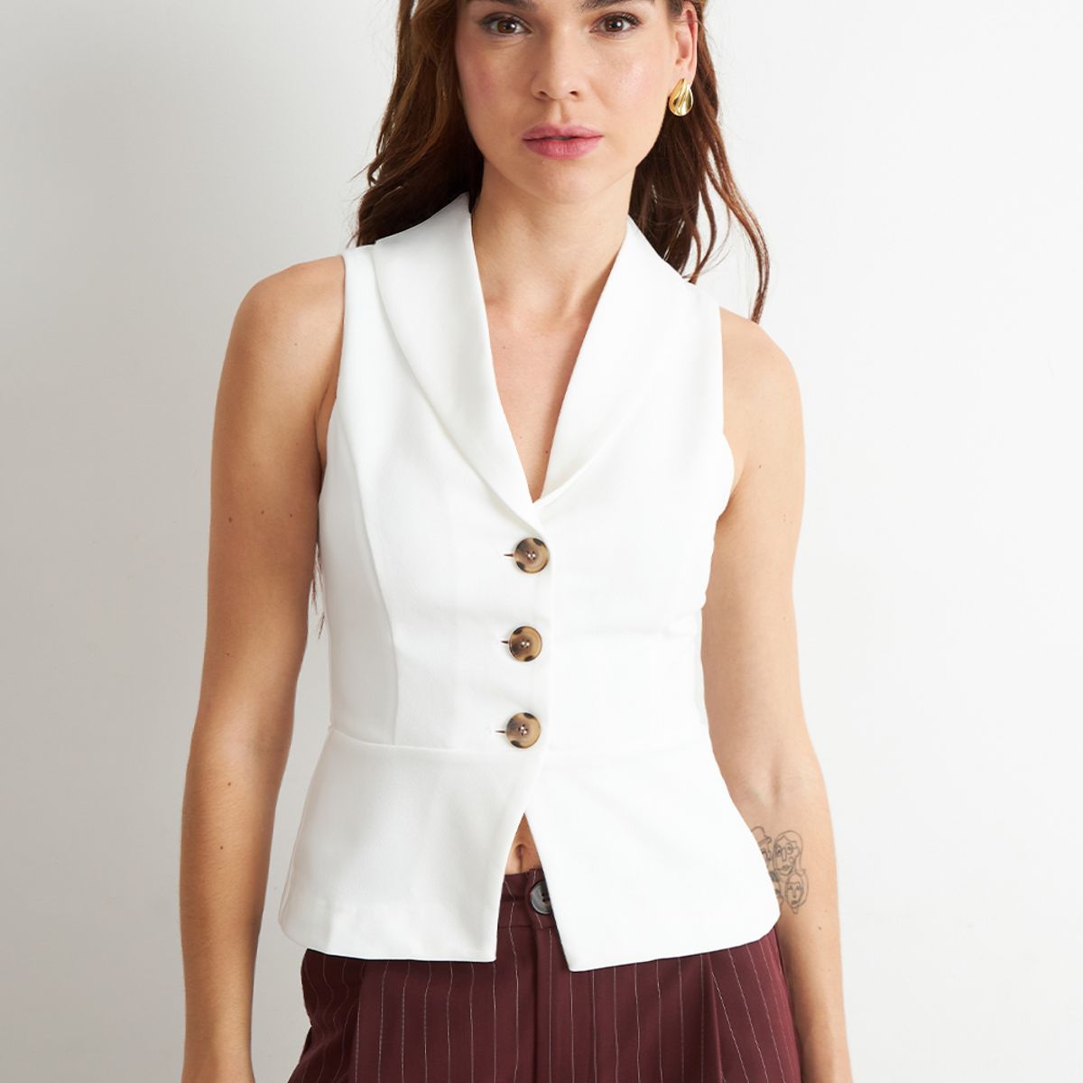 NICOPOLY - Gilet Sastre Entallado Blanco Nicopoly