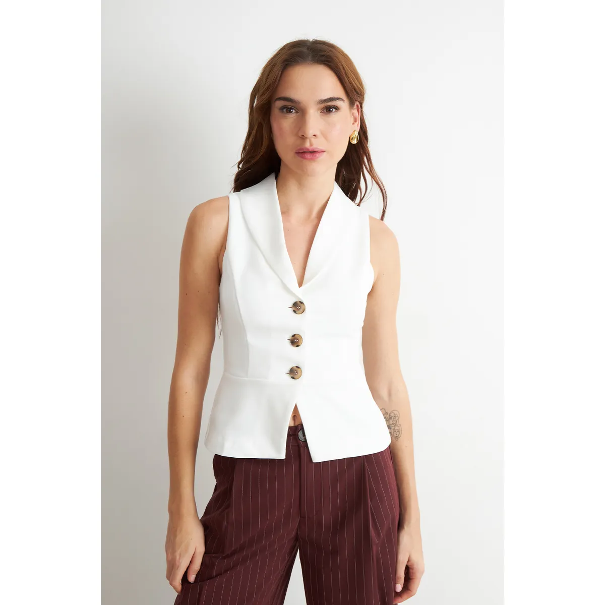 NICOPOLY - Gilet Sastre Entallado Blanco Nicopoly