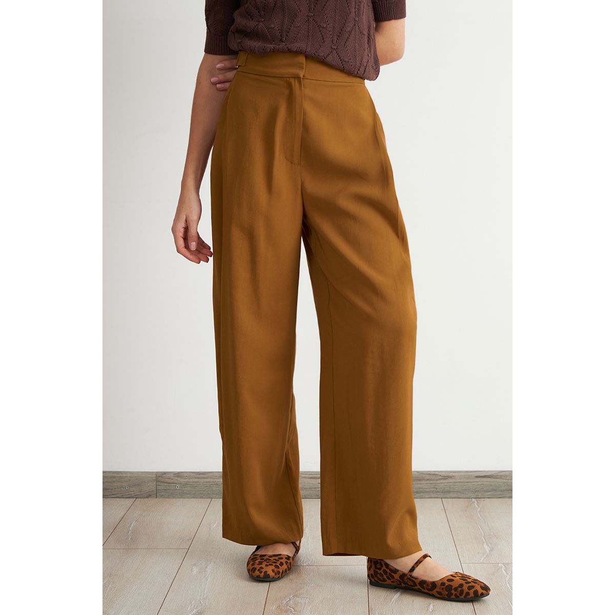NICOPOLY - Pantalón Estilo Japonés Pierna Ancha Café Nicopoly