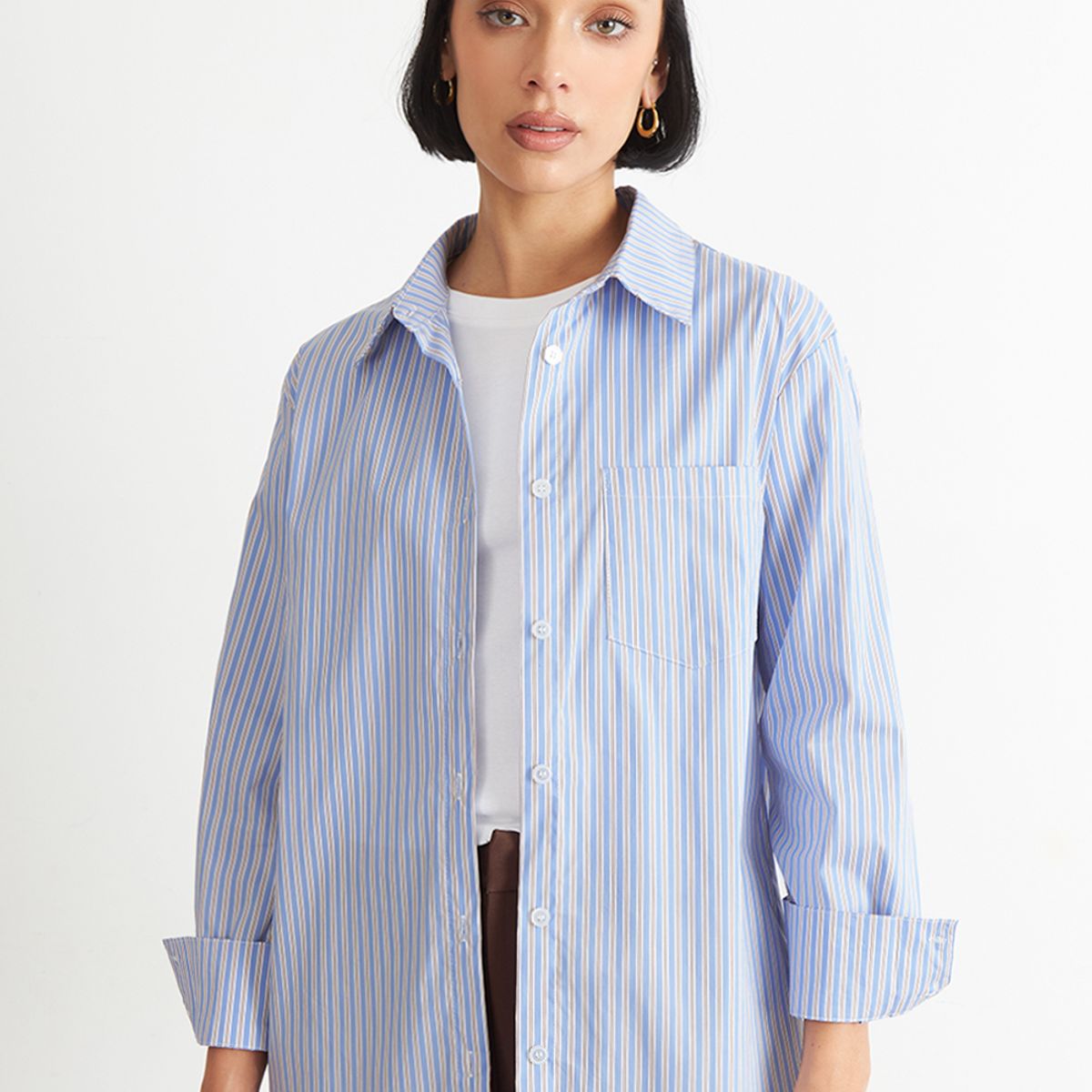 NICOPOLY - Camisa Rayas Bicolor Celeste Nicopoly