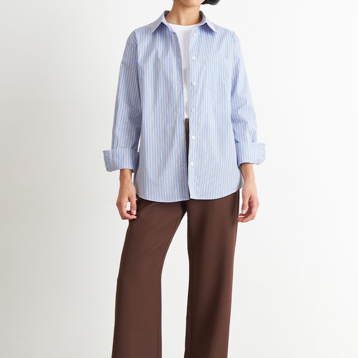 NICOPOLY - Camisa Rayas Bicolor Celeste Nicopoly