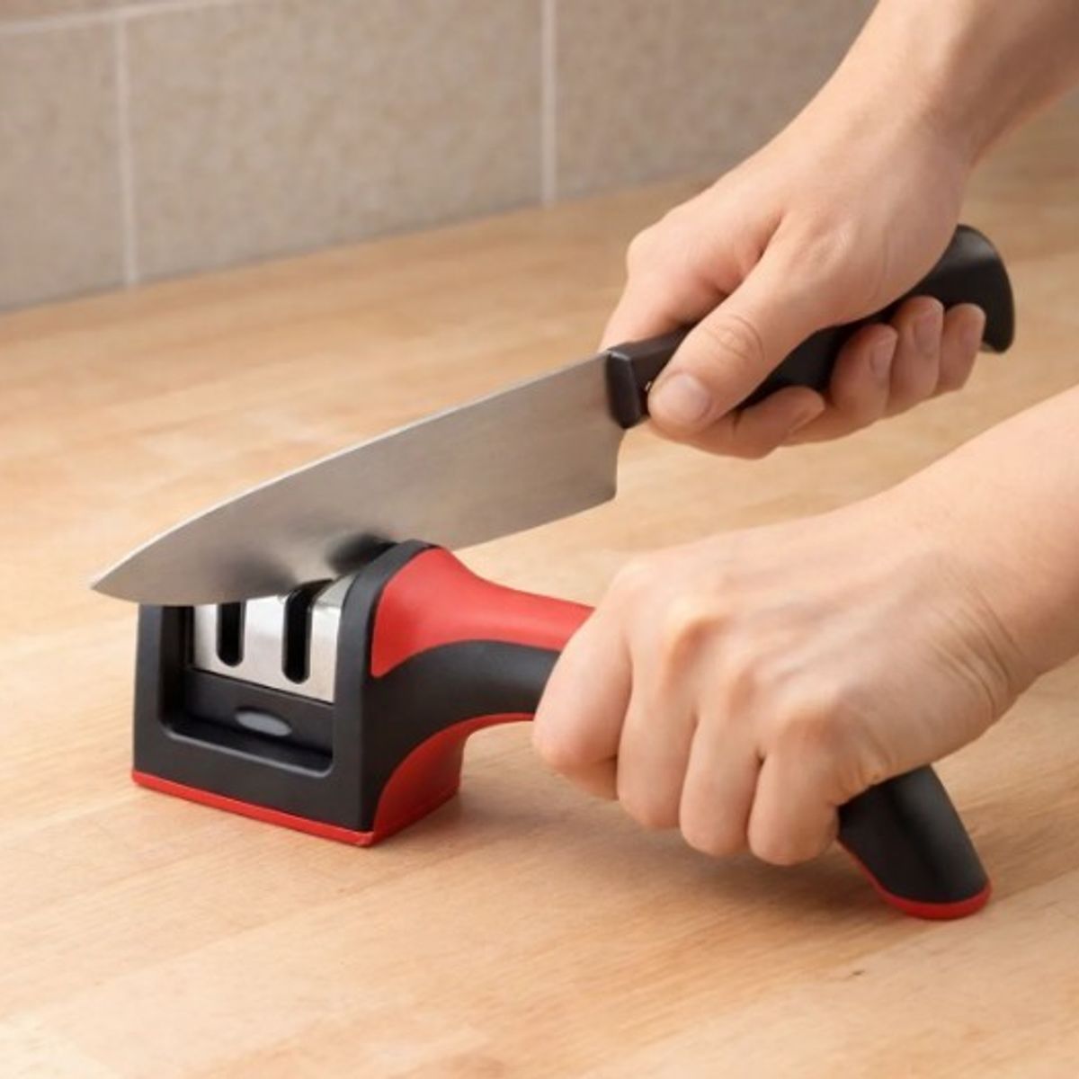 MOVI - Afilador de Cuchillos Profesional 3 Etapas Manual Ergonómico Antideslizante