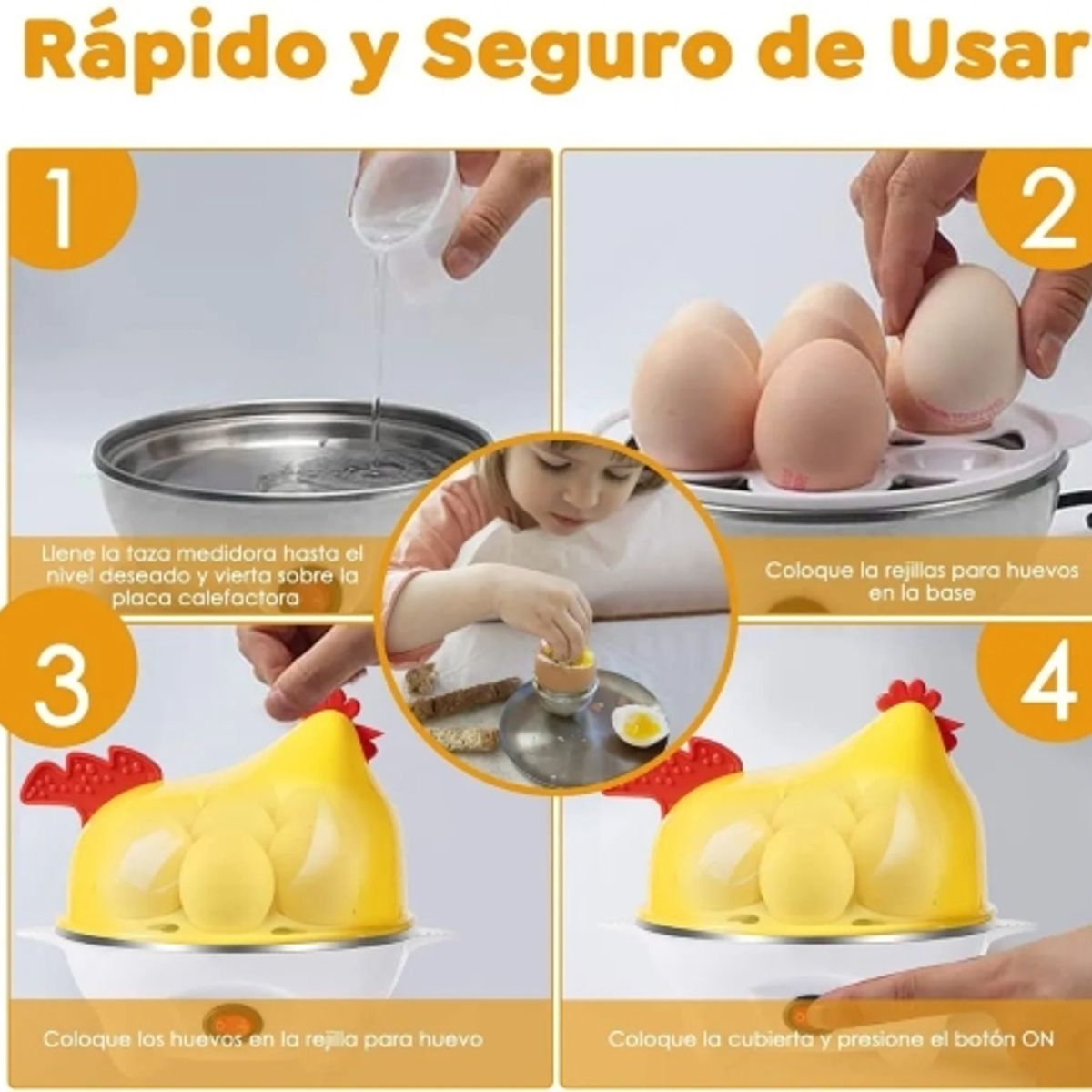 IRM - Huevos maquina Para Cocer Electrica Capacidad 7 Huevos Hervidor Rapido Al Vapor FIGOIMPORT