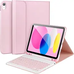 GENERICO - Funda con Teclado Ipad Mini 7 Español Ñ Rosado