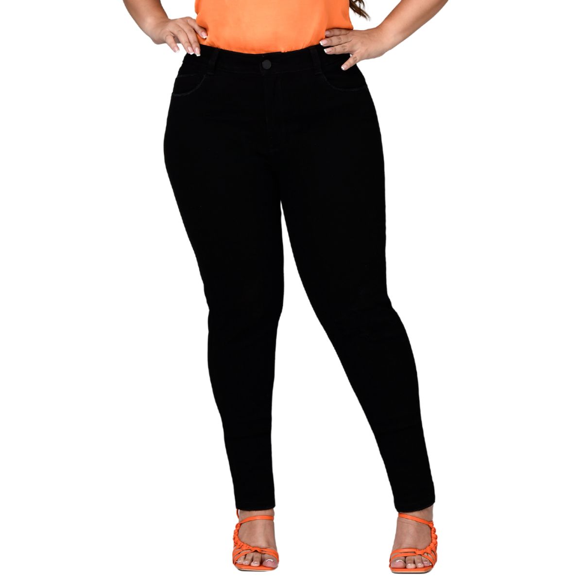TRUCCOS JEANS - Jeans Pitillo Negro Mujer Talla Grande Elasticado Calce que Estiliza - P22092402
