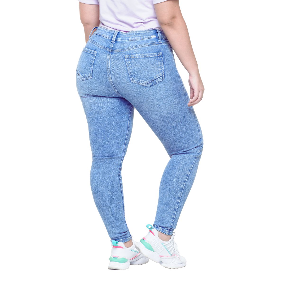 TRUCCOS JEANS - Jeans Pitillo Mujer Talla Grande Tiro Alto Azul Medio Elasticado P22097131