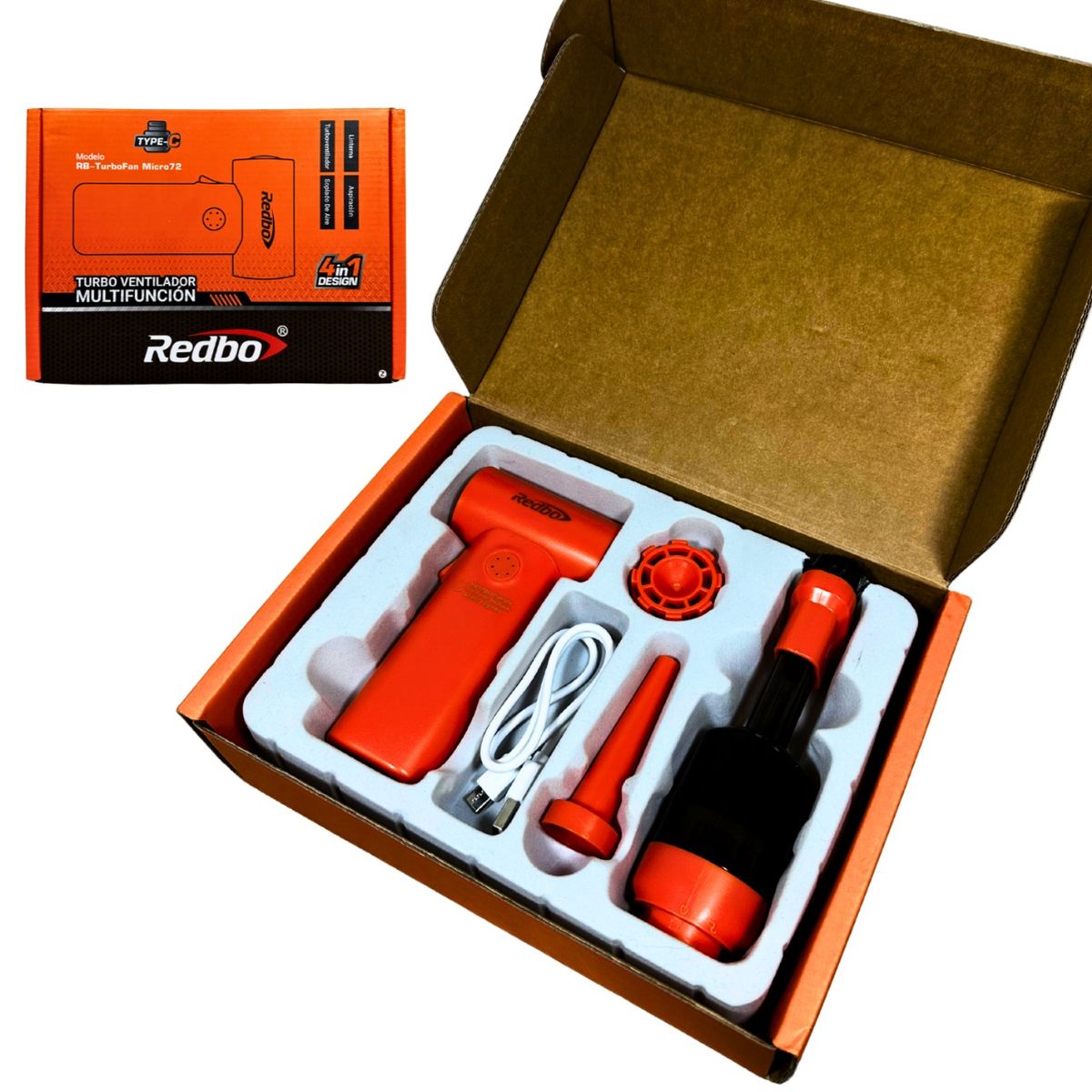 GENERICO - Mini Aspirador y Soplador Portátil 4 en 1 (TurboFan 110.000 RPM) + Linterna