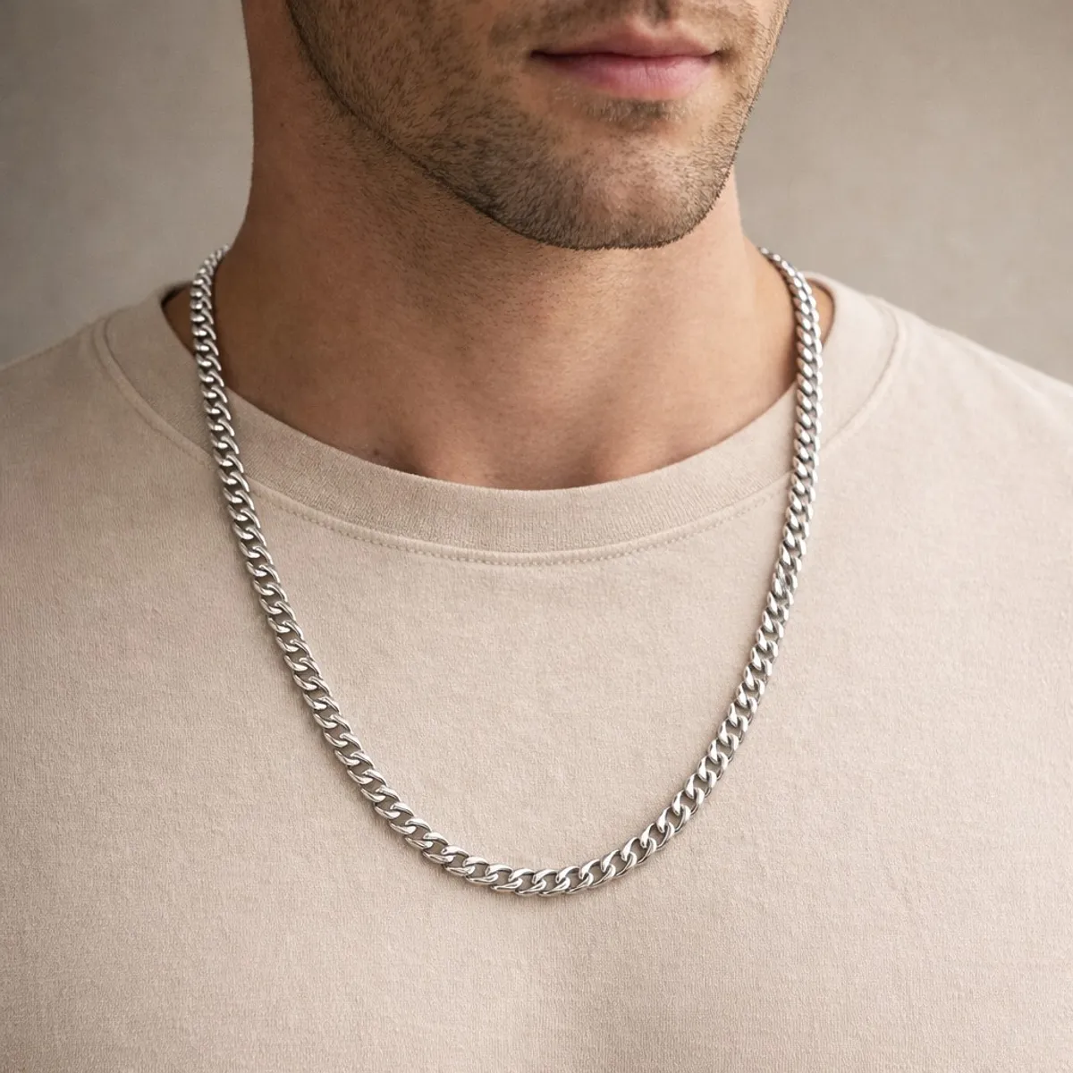LK LUKSO - Cadena Cubana Hombre 5mm Acero Inoxidable  