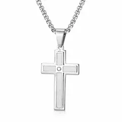 LK LUKSO - Collar Hombre Cruz Circón Elegante Acero Inoxidable