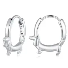 LK LUKSO - Aros Argolla Perrito Salchicha Dachshund Plata Ley 925