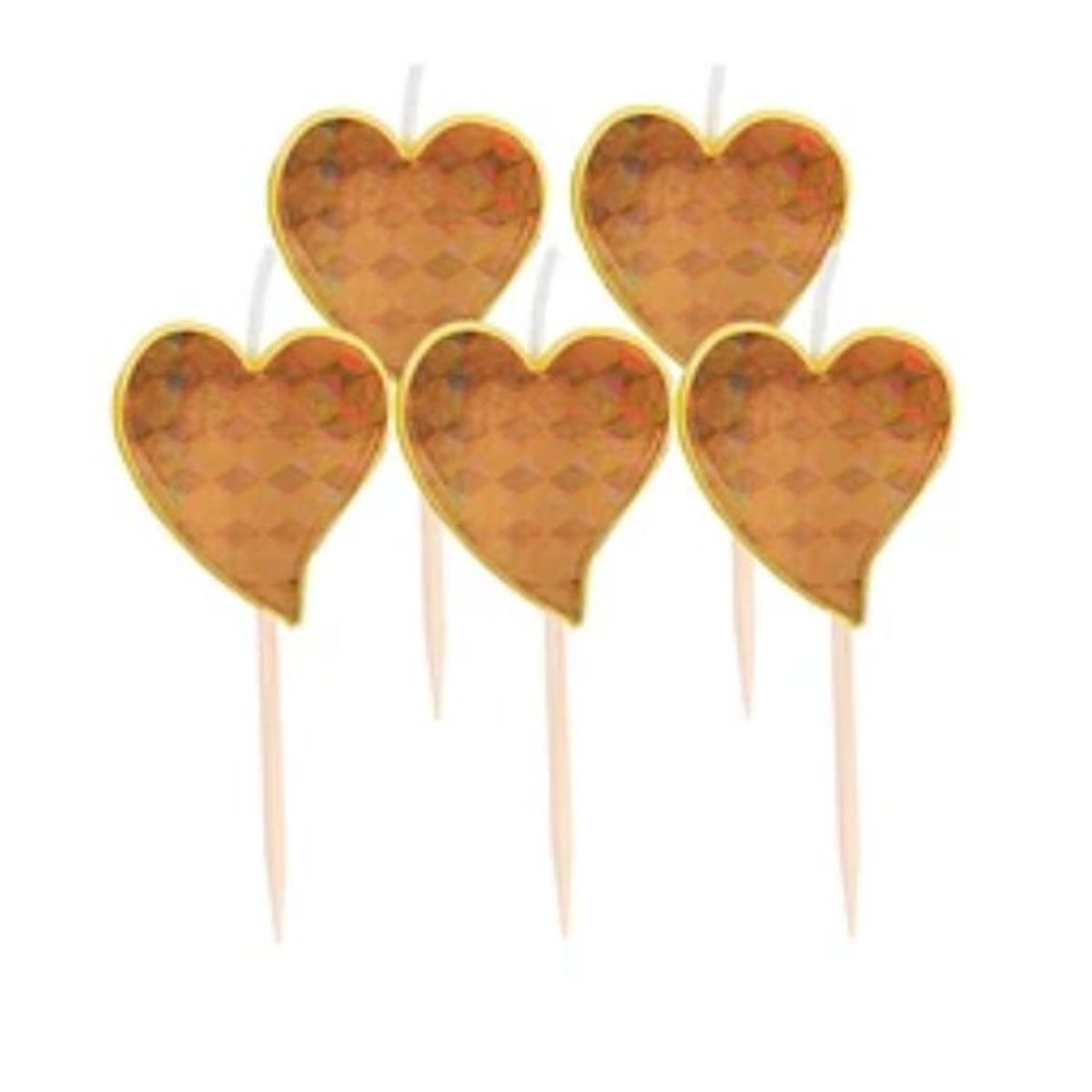 GENERICO - Velas de corazon dorada 5pcs