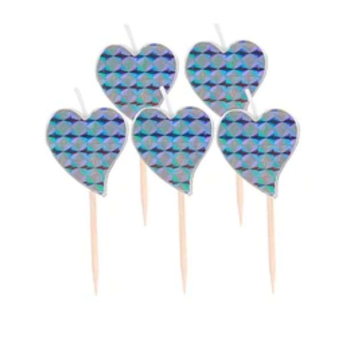 GENERICO - Velas de corazon plateada 5pcs