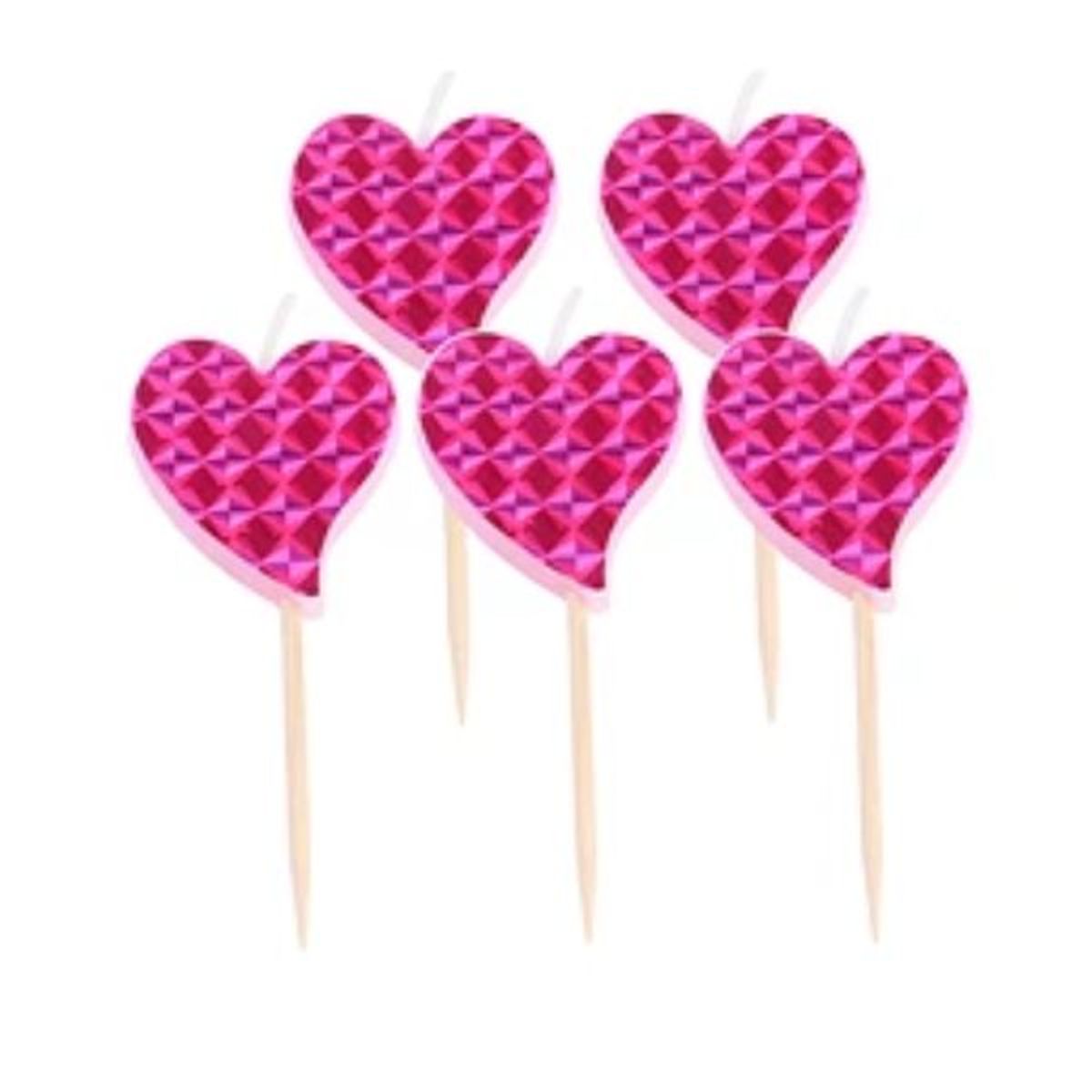 GENERICO - Velas de corazon rosada 5pcs
