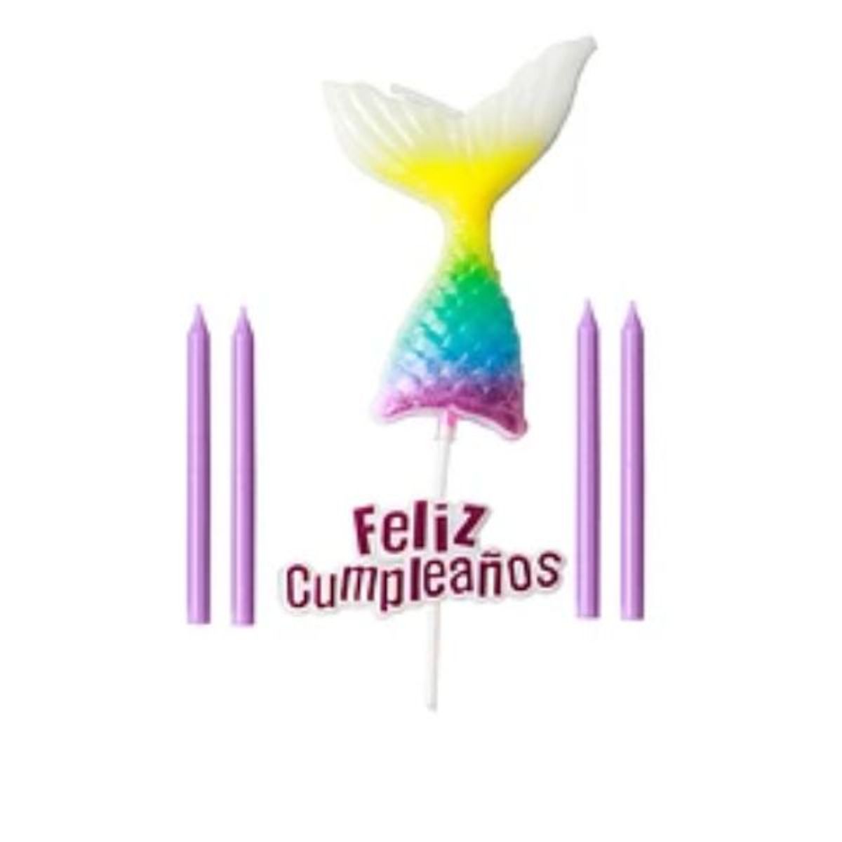 GENERICO - Velas de sirena feliz cumpleaños 6pcs