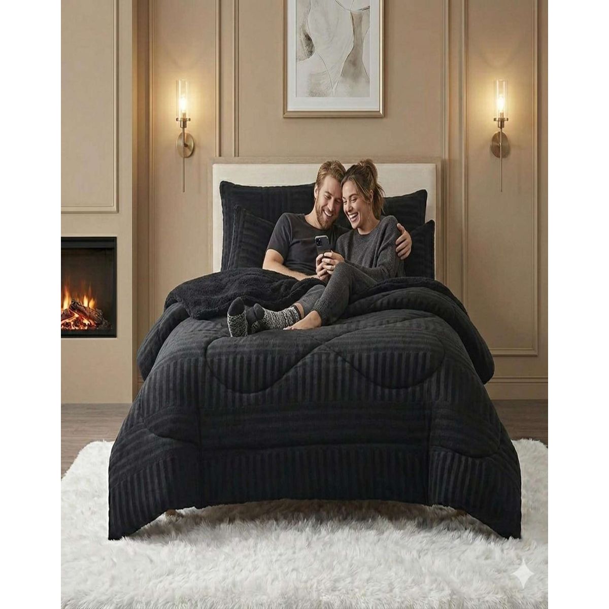 GENERICO - CUBRECAMA CHIPORRO VELVET ACANALADO MÁXIMO CONFORT Y CALIDEZ PLAZA Y MEDIA