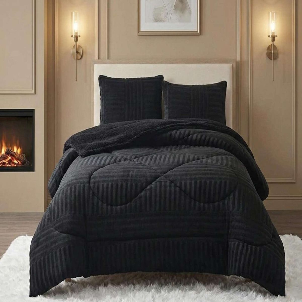 GENERICO - CUBRECAMA CHIPORRO VELVET ACANALADO MÁXIMO CONFORT Y CALIDEZ PLAZA Y MEDIA