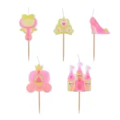 GENERICO - Set de velas accesorios de princesa rosa 5pcs 4x8cm