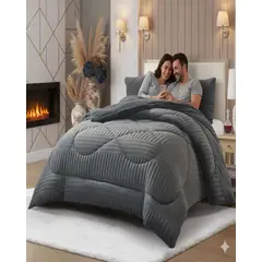 GENERICO - CUBRECAMA CHIPORRO VELVET ACANALADO MÁXIMO CONFORT Y CALIDEZ PLAZA Y MEDIA