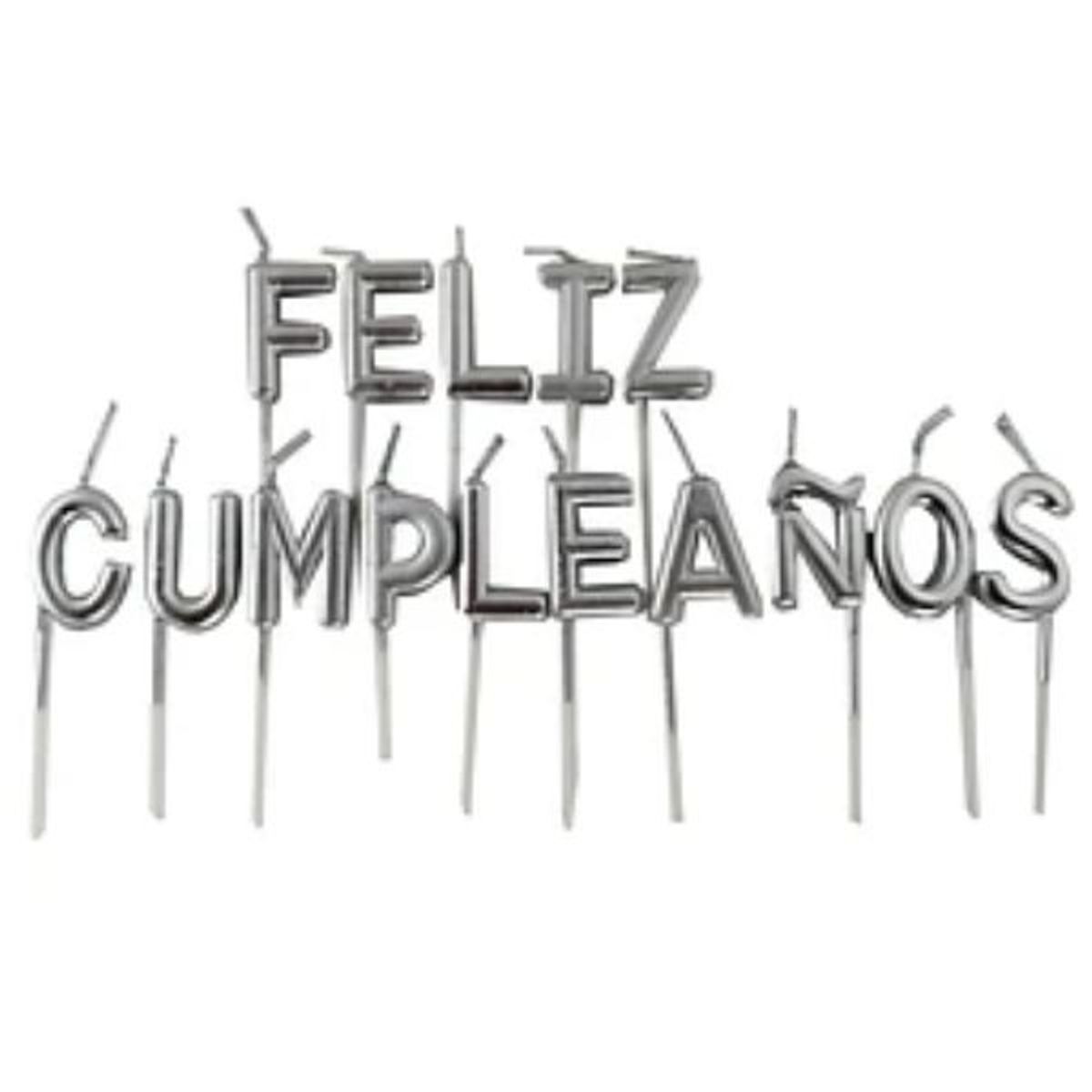 GENERICO - Vela feliz cumpleanos plateada