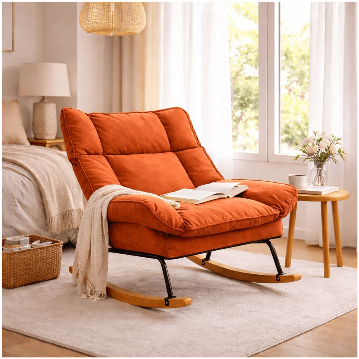 HOMER DESIGN - Sillon Mecedor Silla Mecedora Sitial Reclinable Tela Suave