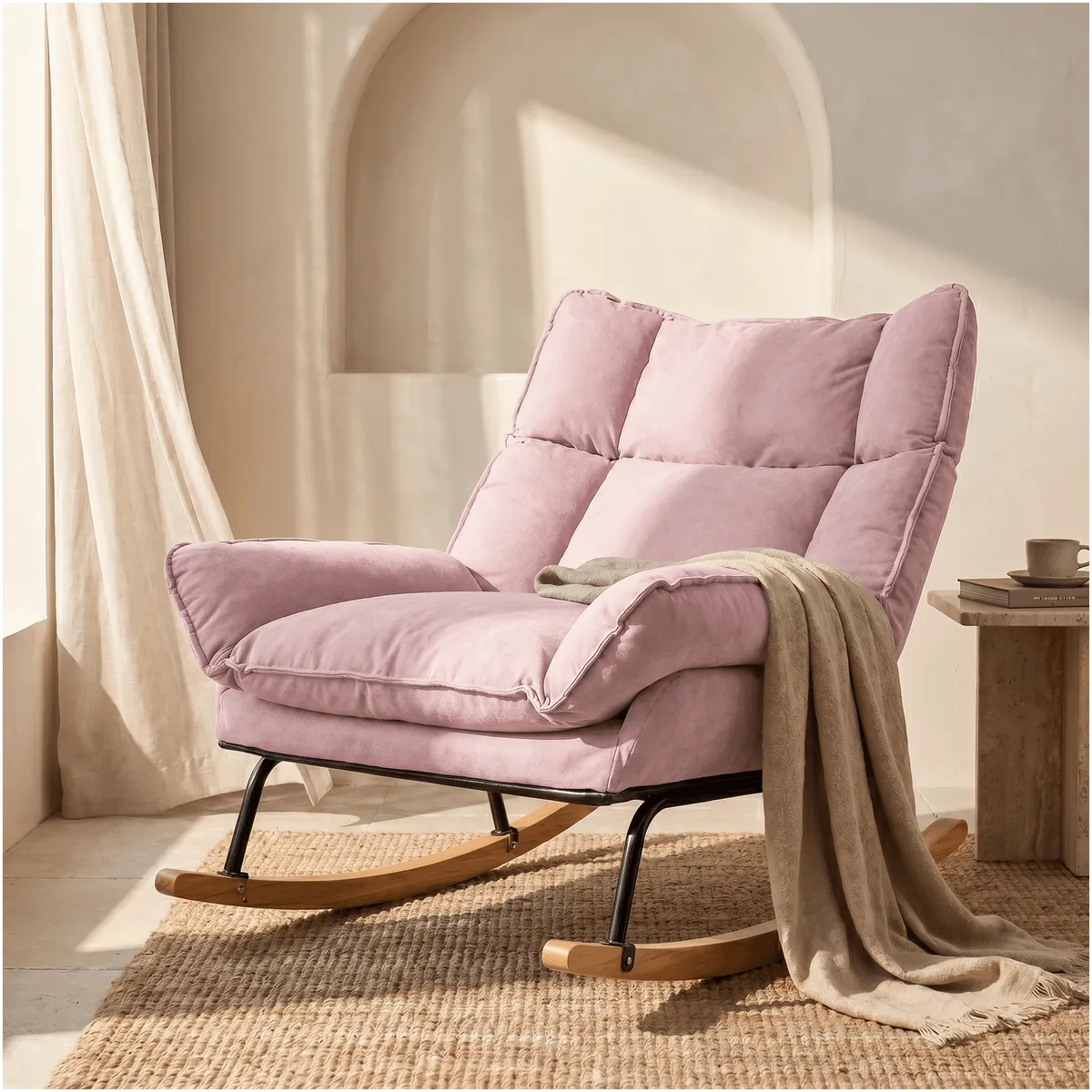 HOMER DESIGN - Sillon Mecedor Silla Mecedora Sitial Reclinable Tela Suave