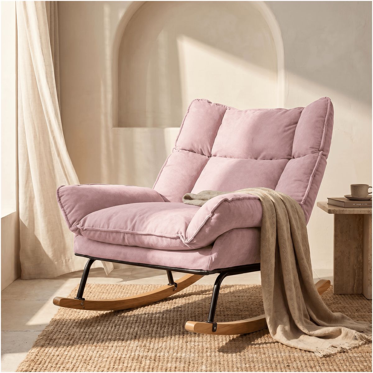 HOMER DESIGN - Sillon Mecedor Silla Mecedora Sitial Reclinable Tela Suave