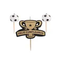 GENERICO - Set de velas de futbol feliz cumpleaños 8cm 3pcs
