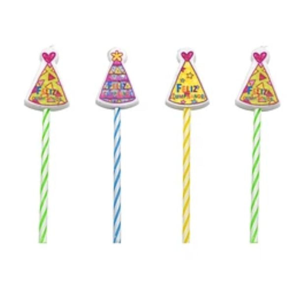 GENERICO - Velas gorro de cumpleaños 4pcs 3x13cm