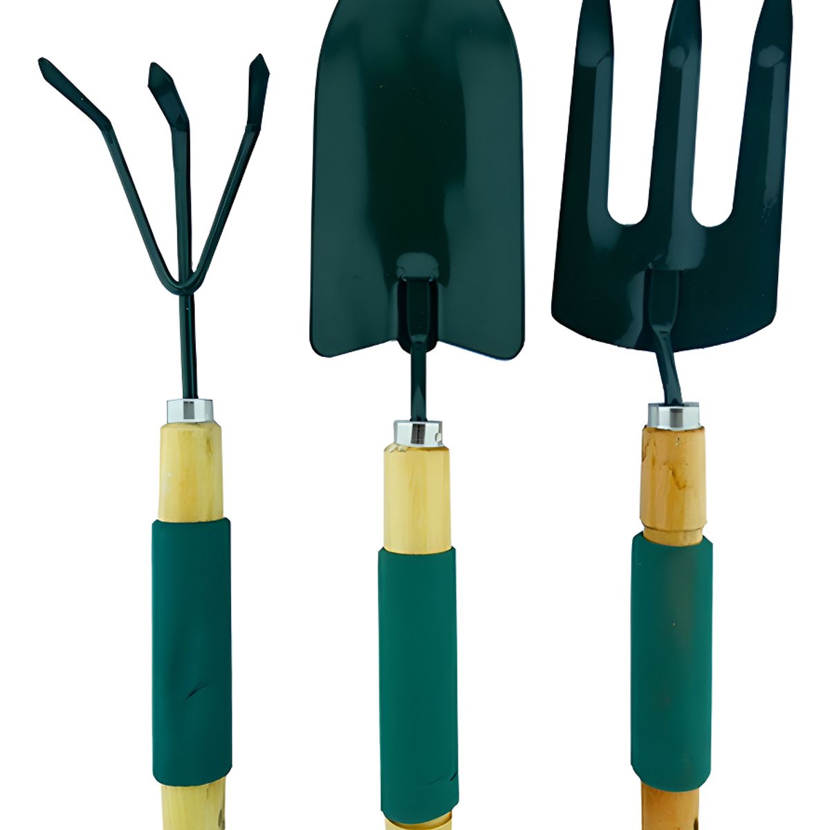 GENERICO - Kit Jardinería Steeltools SL17040 Pala Rastrillo Cultivador Mango Madera
