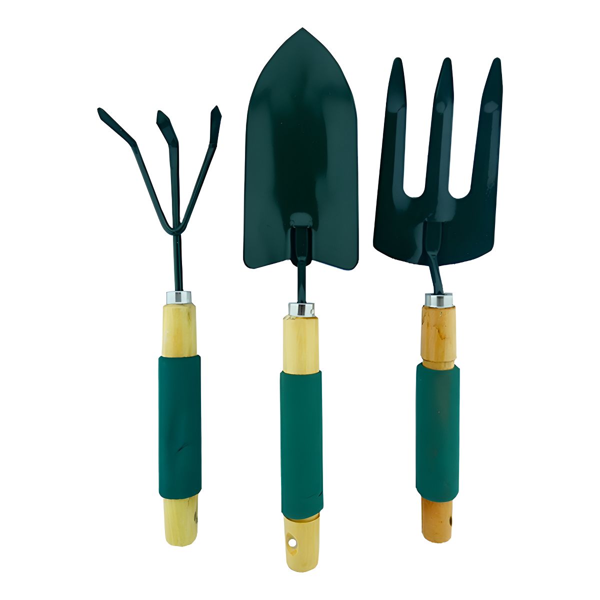 GENERICO - Kit Jardinería Steeltools SL17040 Pala Rastrillo Cultivador Mango Madera