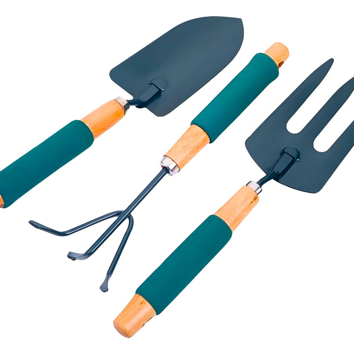 GENERICO - Kit Jardinería Steeltools SL17040 Pala Rastrillo Cultivador Mango Madera