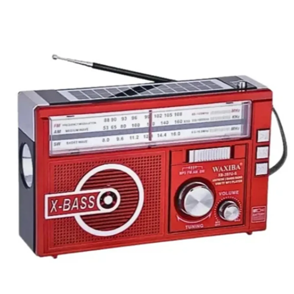 MOVI - Radio Portátil AMFM Solar con Linterna y Carga 220V - Recargable y a Pilas