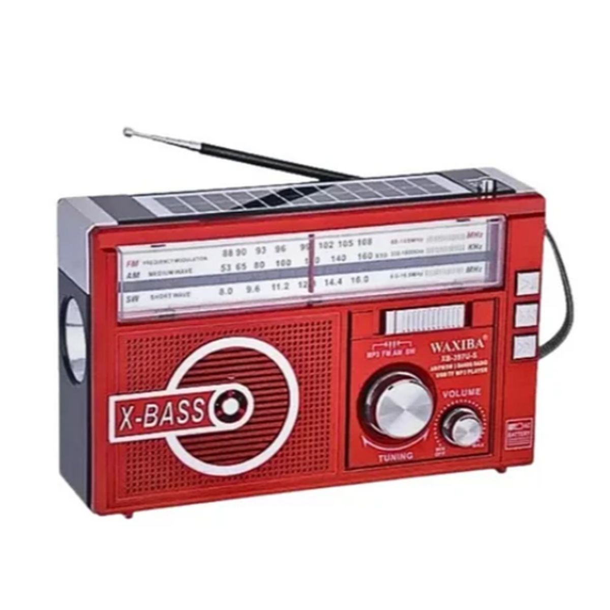 MOVI - Radio Portátil AMFM Solar con Linterna y Carga 220V - Recargable y a Pilas